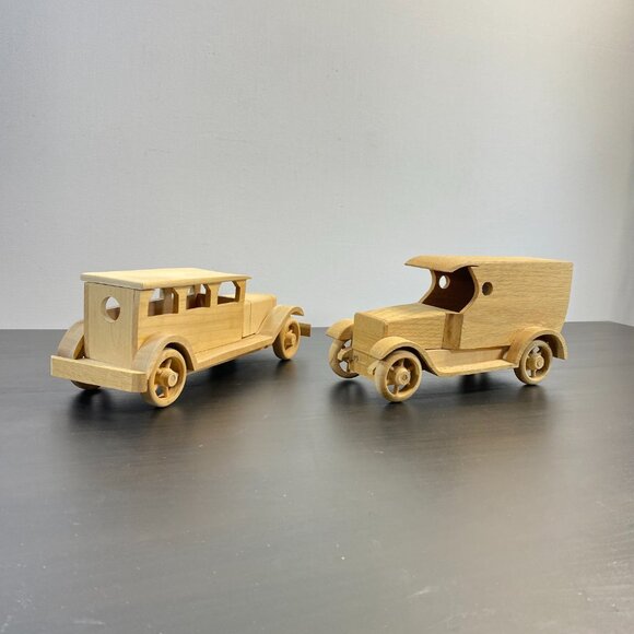 Set of 2 Handmade Model Wooden Truck, Vintage Car Ornament Model, Old Strong Veh - Picture 10 of 10